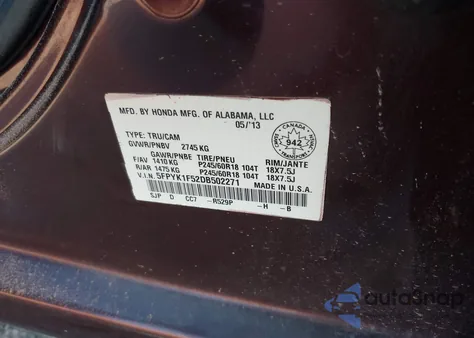 2013 Honda Ridgeline Rtl z USA, uszkodzony, nr VIN 5FPYK1F52DB502271